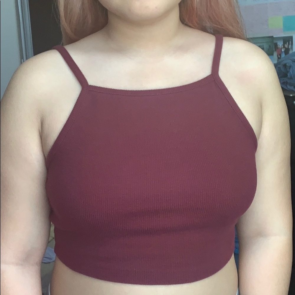 Burgundy halter crop top from forever 21